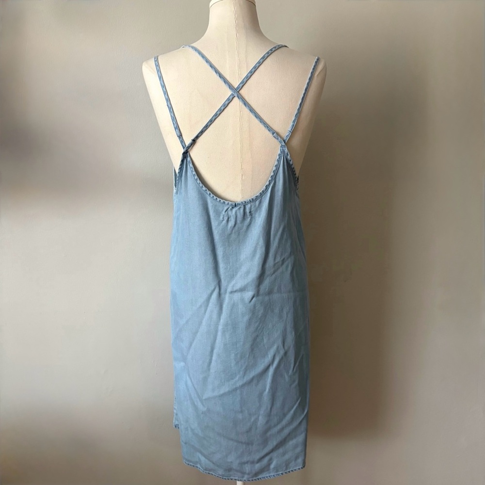 Twik Simons Light Denim Tank Dress Size L Racerback A-Line Knee Length - Picture 3 of 11
